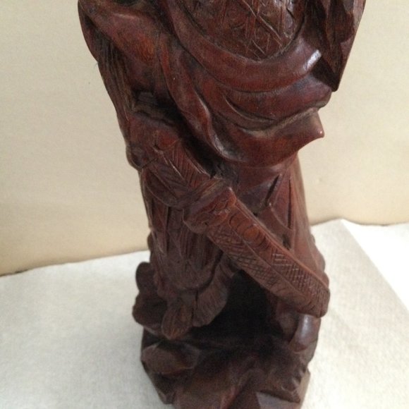 Chinese Hard Wood Carved Guan Gong Yu Warrior Statue Figurine decoration 12" tal - Picture 10 of 14